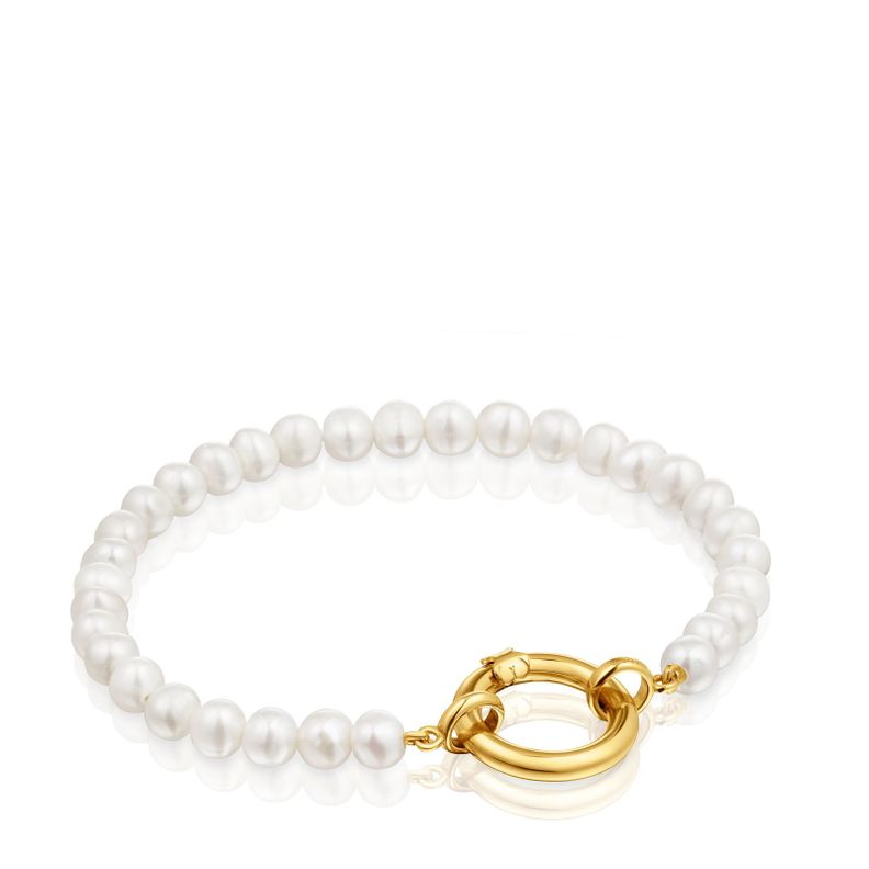 Pulsera perlas cultivadas oro 18 kt sobre plata Hold Dorado