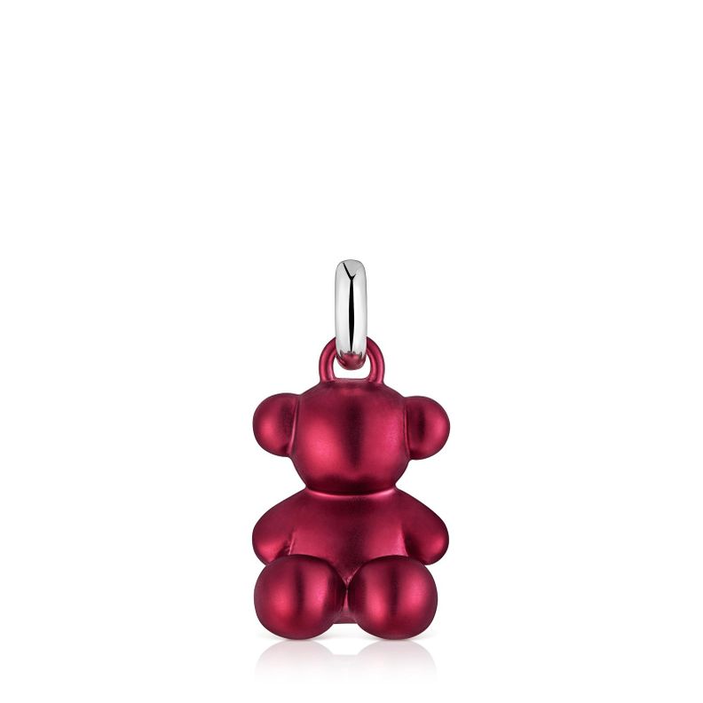 Colgante oso mediano de acero en color rojo Bold Bear-0