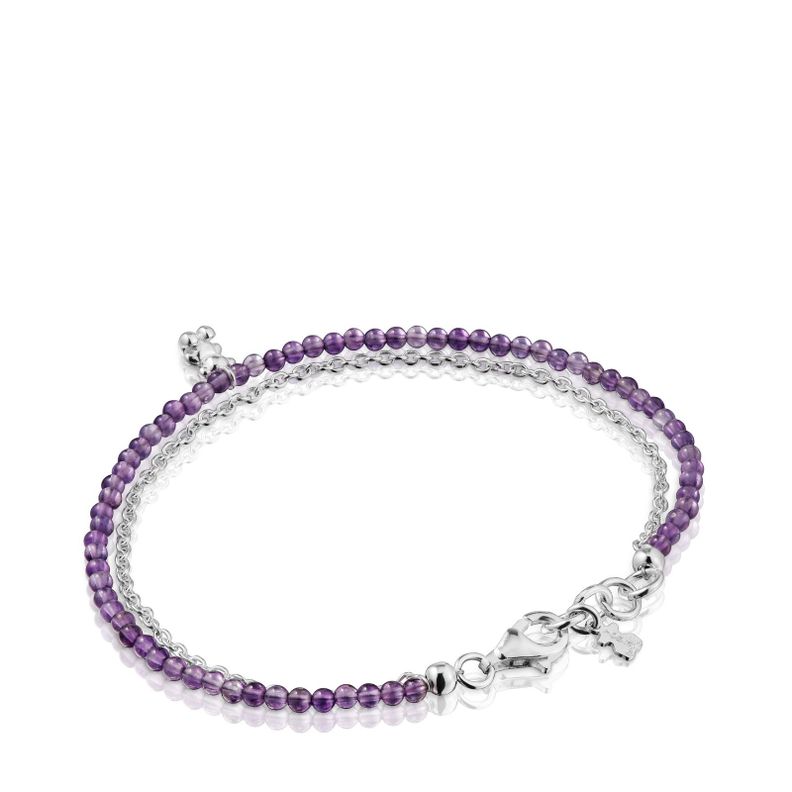 Pulsera de plata y amatista Bold Bear-2