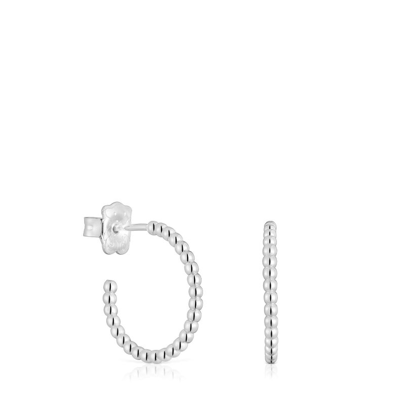 Pendientes aro cortos bolas de plata 15 mm Basicos-0