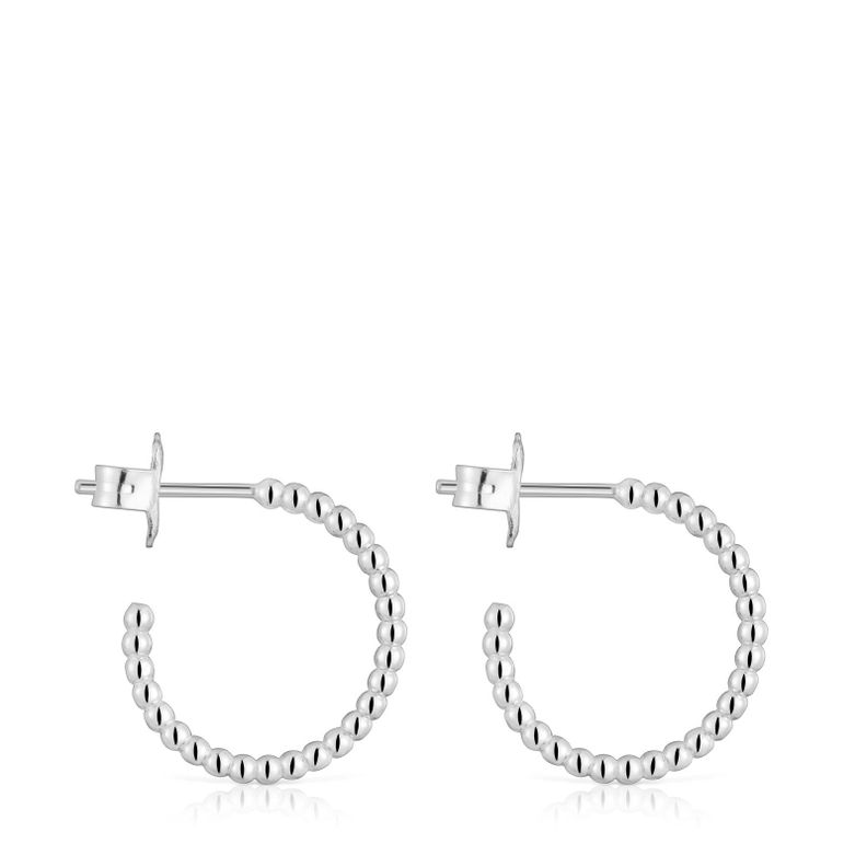 Pendientes aro cortos bolas de plata 15 mm Basicos-1