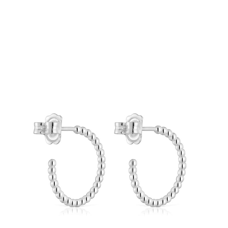 Pendientes aro cortos bolas de plata 15 mm Basicos-2