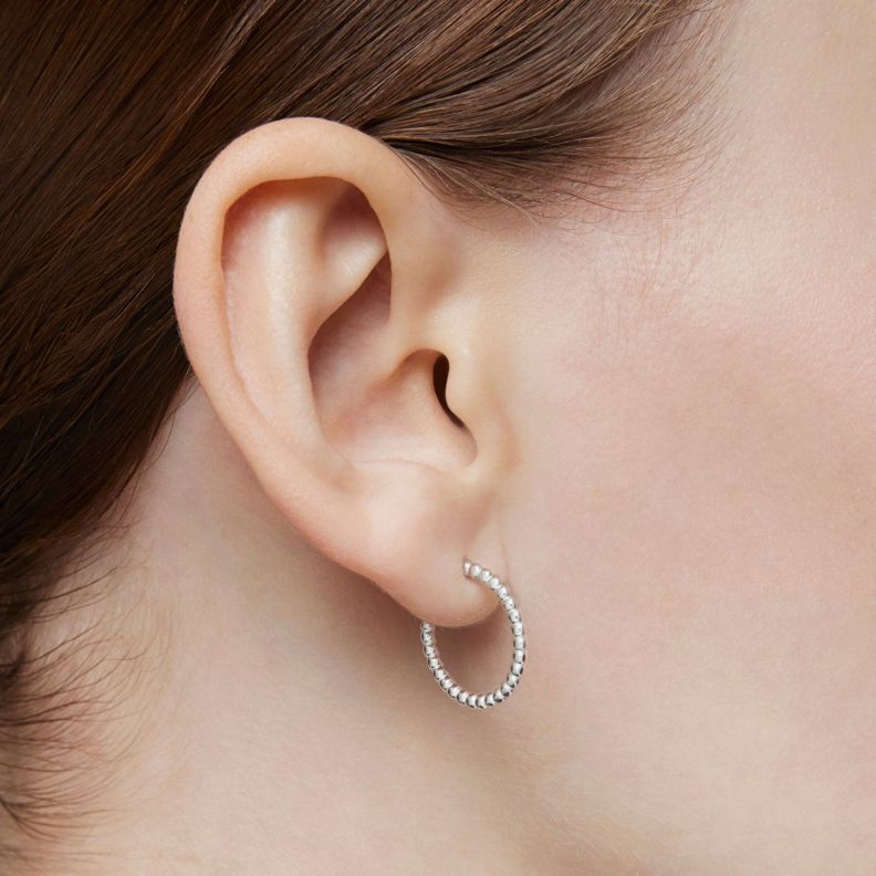 Pendientes aro cortos bolas de plata 15 mm Basicos-5