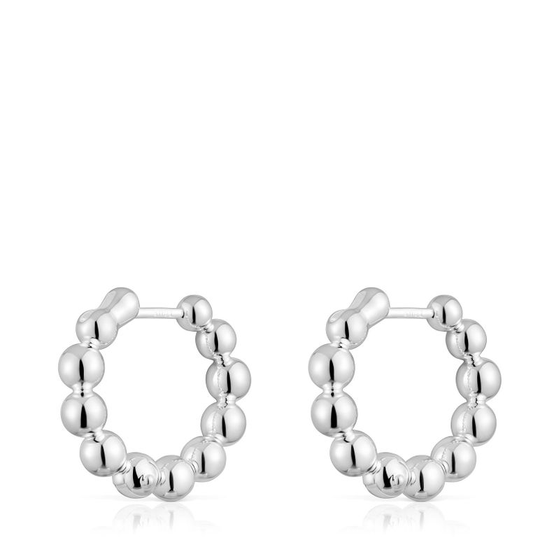 Pendientes de aro pequeños con detalles de plata 15 mm Gloss-2