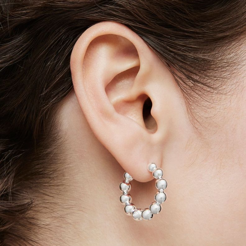 Pendientes de aro pequeños con detalles de plata 15 mm Gloss-5