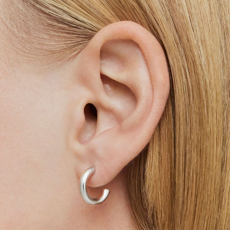 Pendientes aro cortos de plata 8 mm Basicos-5