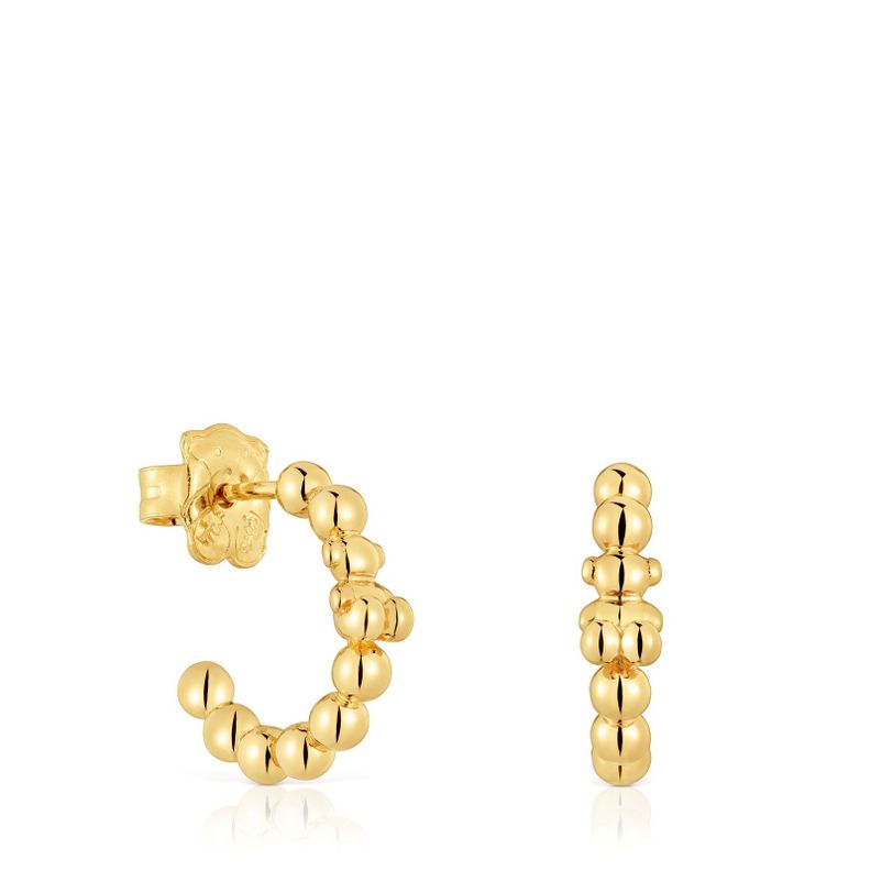 Pendientes de aro con baño de oro de 18 kt sobre plata Gloss-0