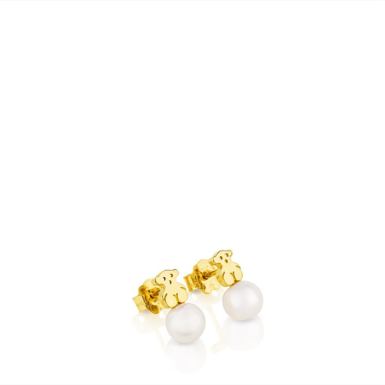 Pendientes Puppies de Oro amarillo y perlas Tous-0