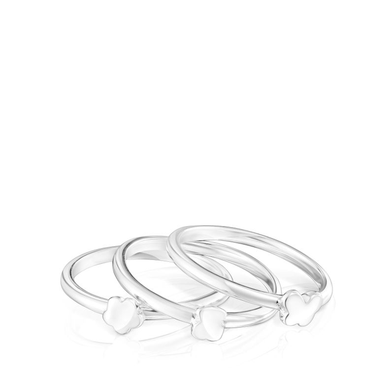 Pack de tres anillos de plata motivos Bold Motif Tous