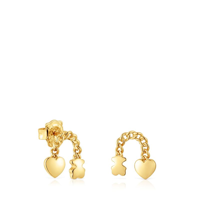 Aros cortos con baño de oro 18 kt sobre plata Bold Motif-0