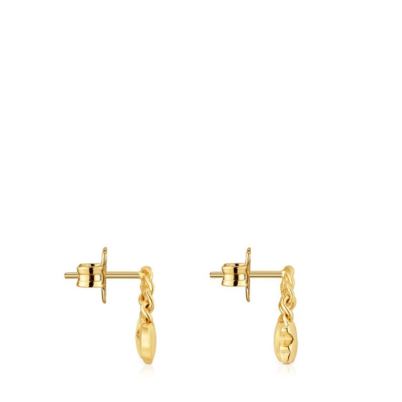 Aros cortos con baño de oro 18 kt sobre plata Bold Motif-1
