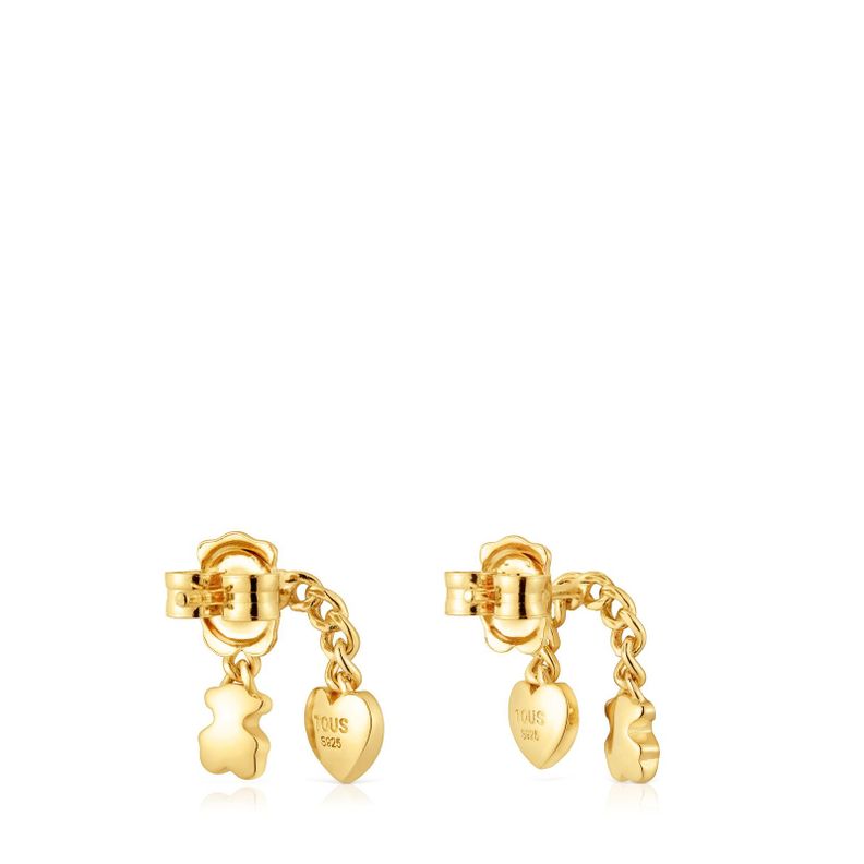 Aros cortos con baño de oro 18 kt sobre plata Bold Motif-2