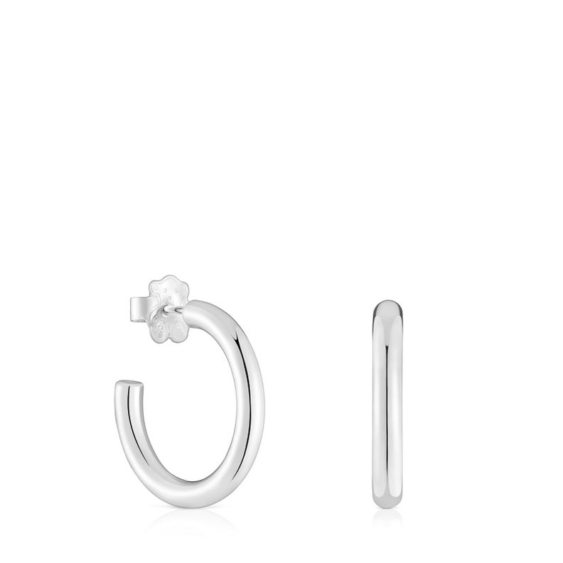 Pendientes aro cortos de plata 15 mm Basicos-0