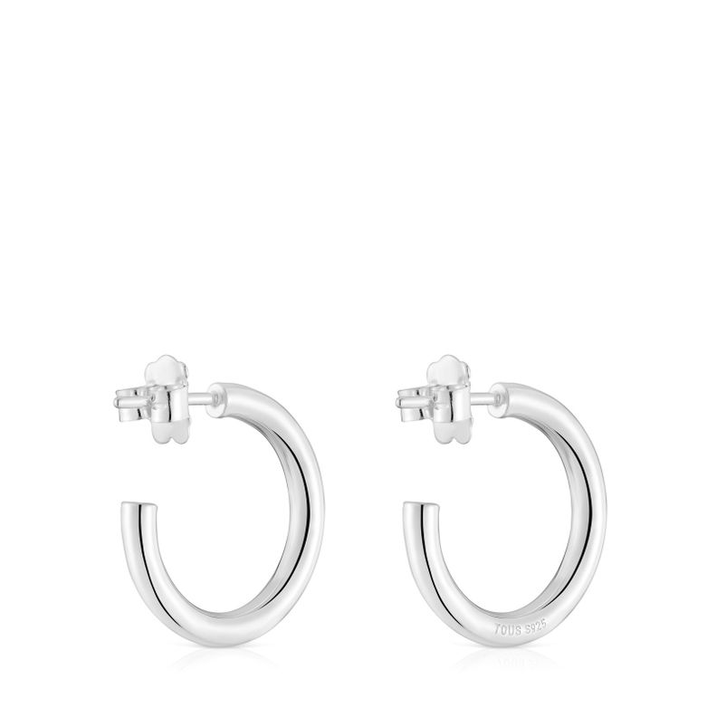 Pendientes aro cortos de plata 15 mm Basicos-2