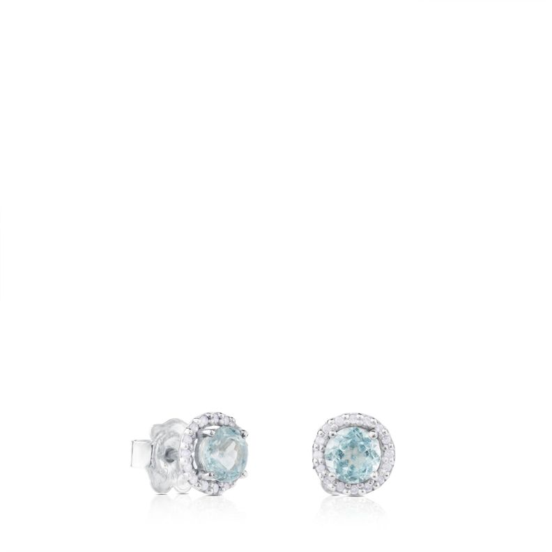 Pendientes de oro blanco y topacio azul Color Kings-0