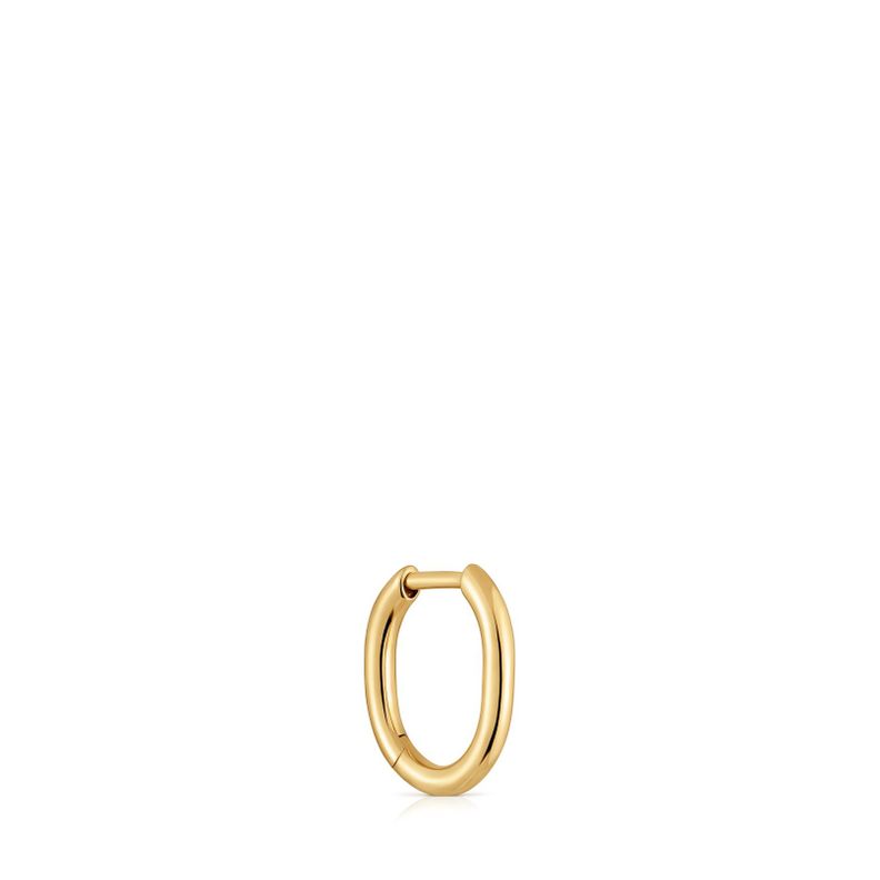 Pendiente individual de aro con baño de oro 18 kt sobre plata 13 mm Basics-0