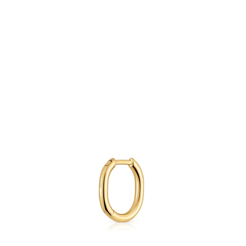 Pendiente individual de aro con baño de oro 18 kt sobre plata 13 mm Basics-2