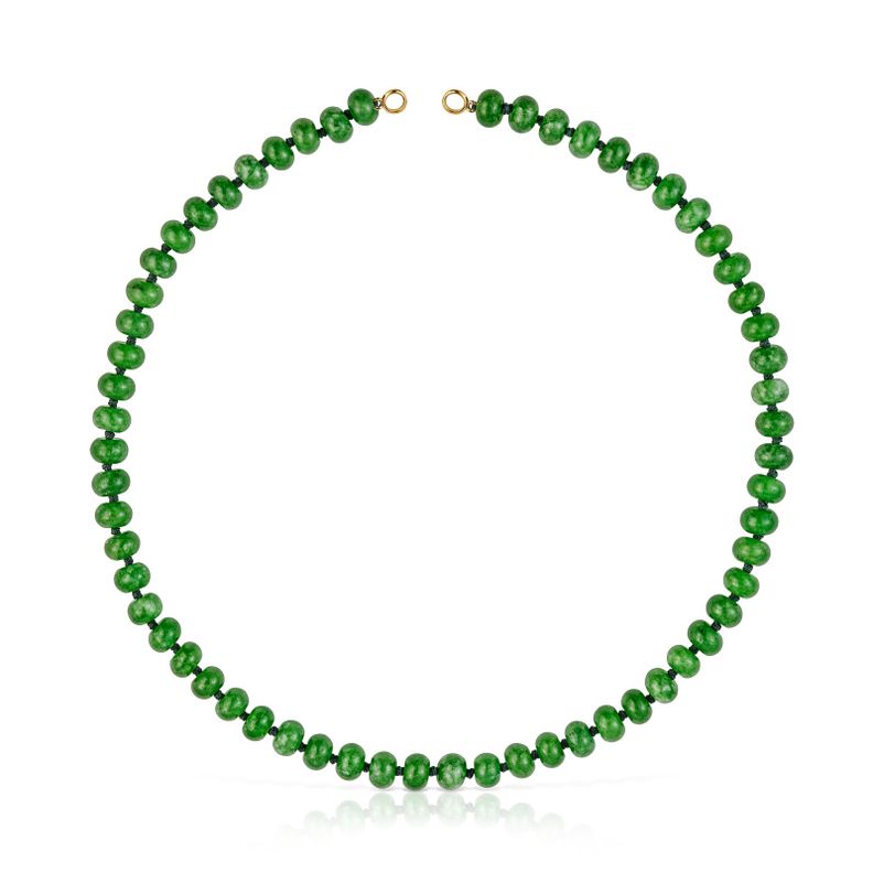 Gargantilla con baño de oro 18 kt sobre plata y cuarzita verde Hold Oval-0