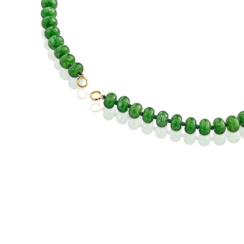Gargantilla con baño de oro 18 kt sobre plata y cuarzita verde Hold Oval-1