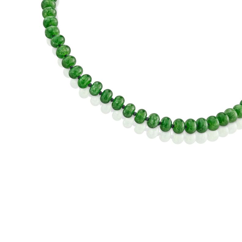 Gargantilla con baño de oro 18 kt sobre plata y cuarzita verde Hold Oval-2