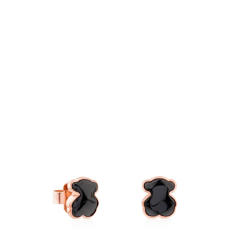 Aros Motif de Plata Vermeil Rosa Tous-0