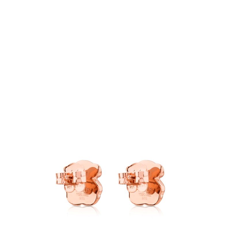 Aros Motif de Plata Vermeil Rosa Tous-2