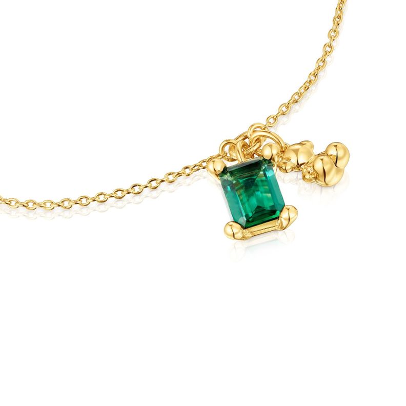 Pulsera oso con baño de oro 18 kt sobre plata y esmeralda-2