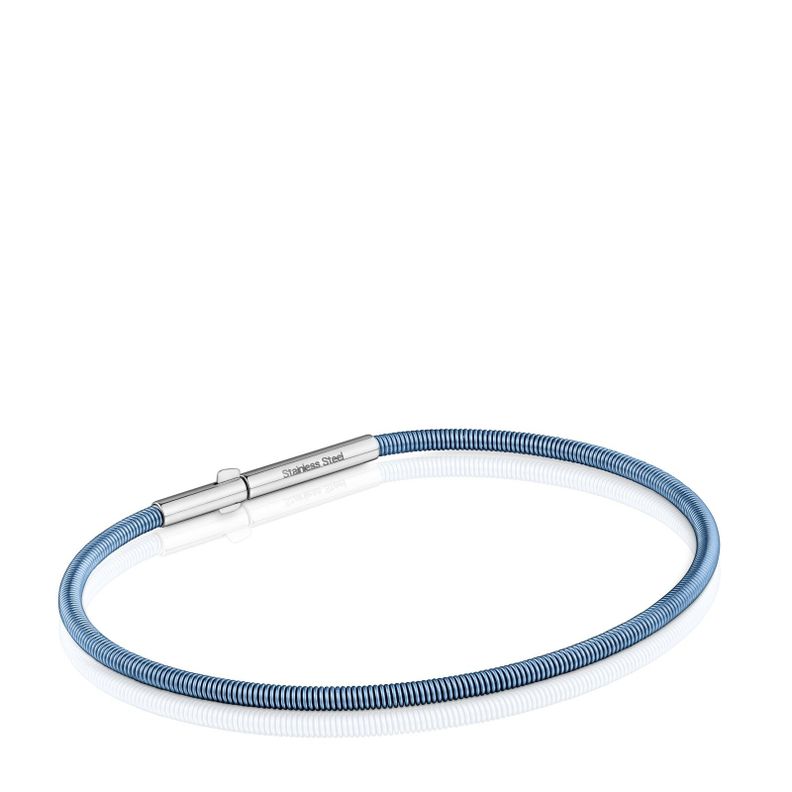 Pulsera de acero turquesa 2 mm TOUS Mesh Tube Celeste