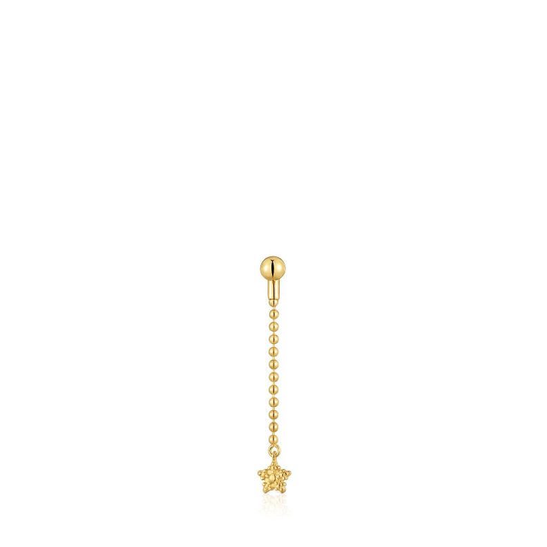 Pendiente largo con baño de oro de 18 kt  TOUS Grain-0