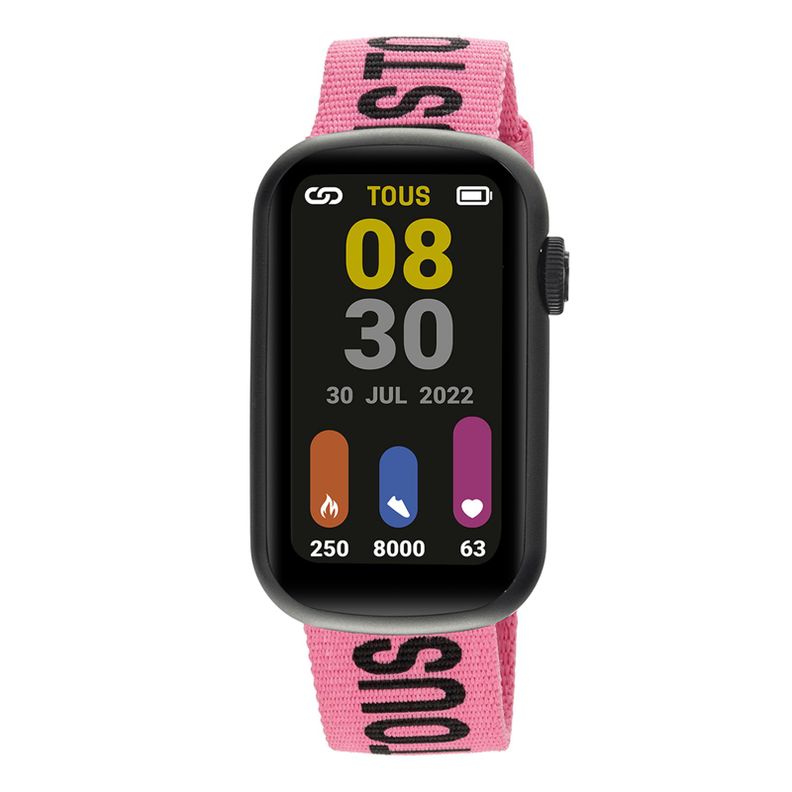 Reloj smartwatch con correa de nylon y de silicona negra-0