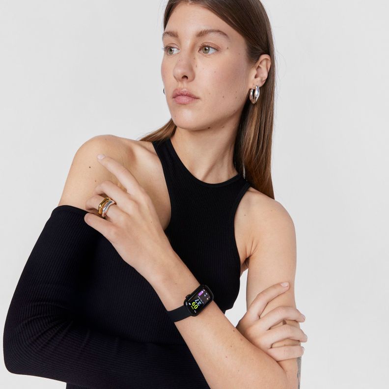 Reloj smartwatch con correa de nylon y de silicona negra-6