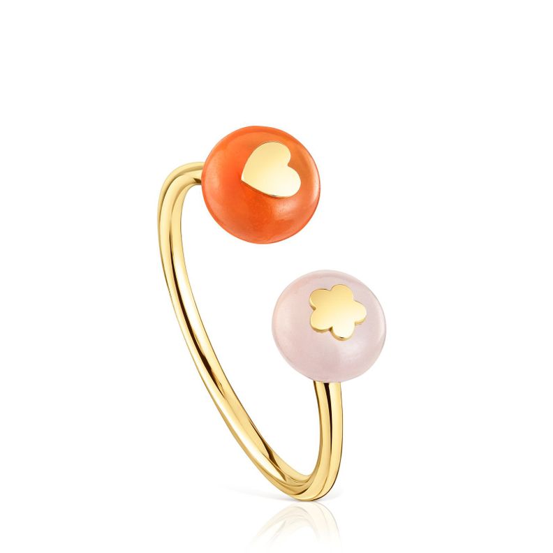 Anillo pequeño abierto de oro y calcedonia TOUS Balloon-0