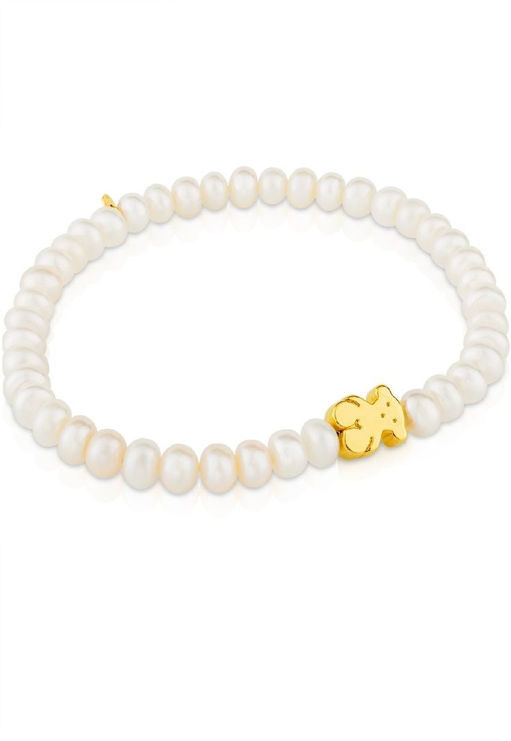 Pulsera Tous elástica en oro amarillo y perlas Sweet Dolls-0
