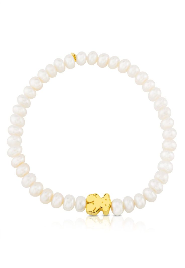 Pulsera Tous elástica en oro amarillo y perlas Sweet Dolls-1