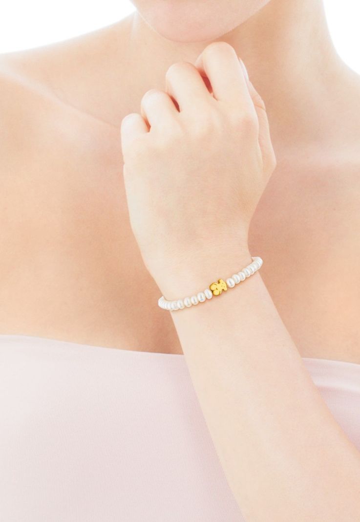 Pulsera Tous elástica en oro amarillo y perlas Sweet Dolls-3