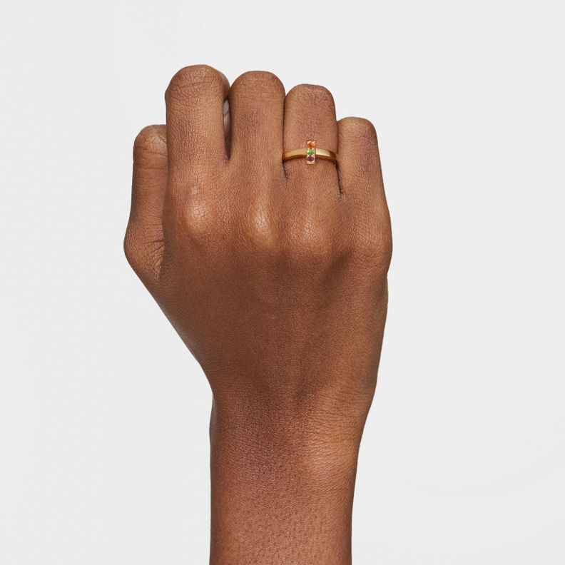Anillo pequeño con baño de oro 18 kt sobre plata y gemas Basic Colors-4