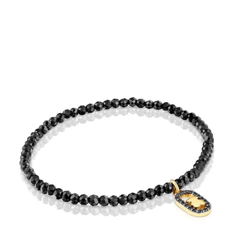 Pulsera elastica con espinelas y bano de oro 18 kt Camille Dorado
