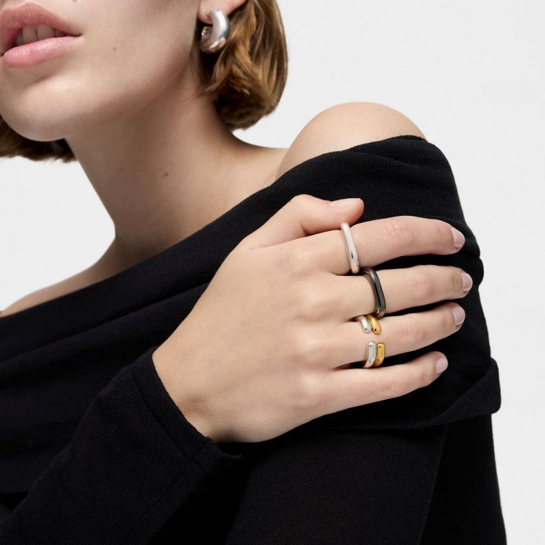 Anillo abierto de plata Line-4