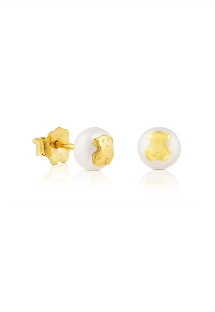 Pendientes Tous Bear en oro y perla-0