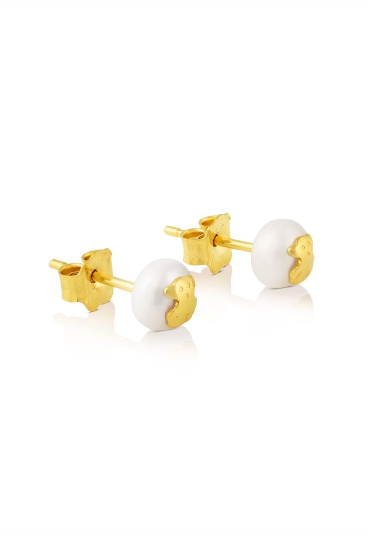 Pendientes Tous Bear en oro y perla-1