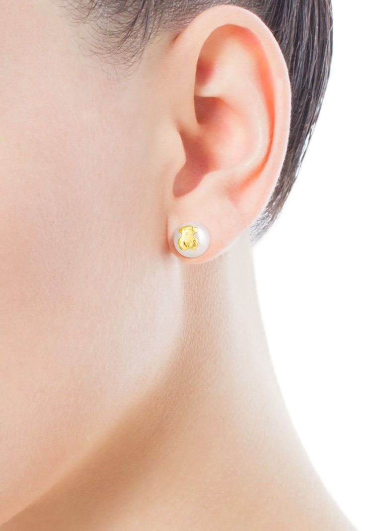 Pendientes Tous Bear en oro y perla-4