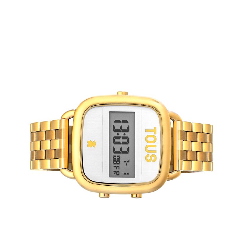 Reloj digital con brazalete de acero IP dorado D-Logo Tous-1