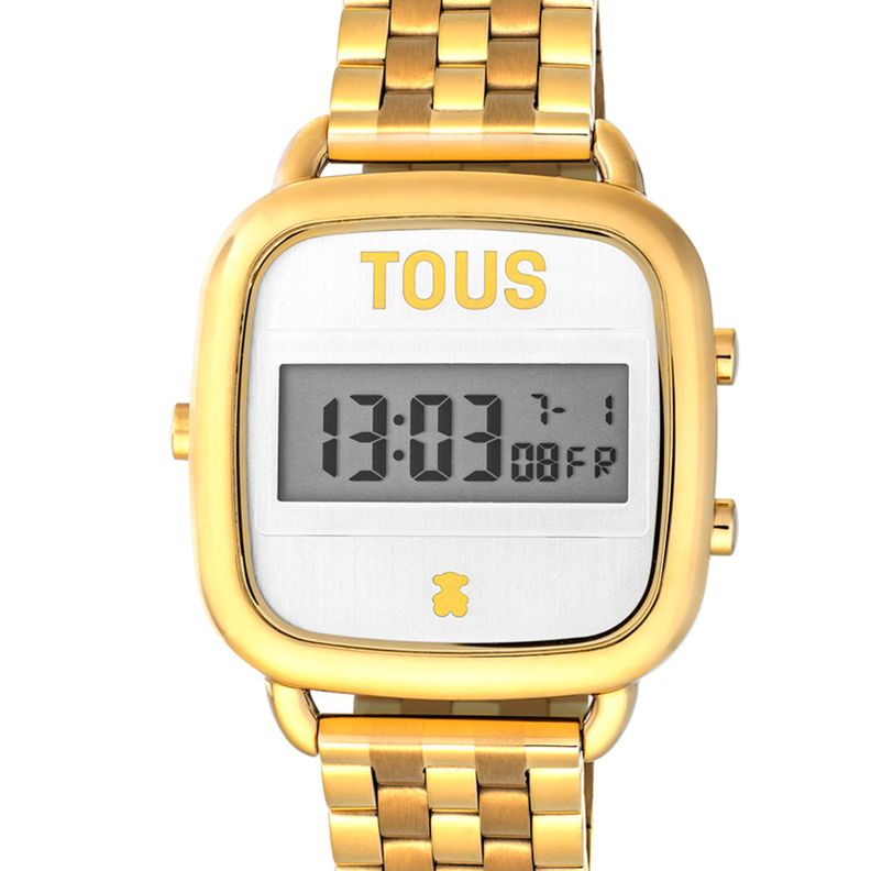Reloj digital con brazalete de acero IP dorado D-Logo Tous-2
