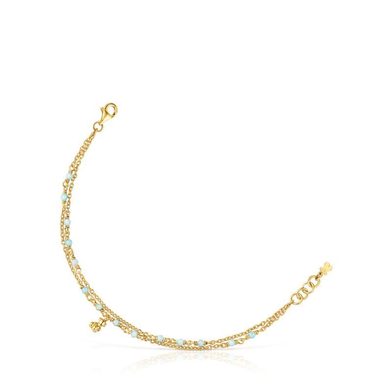 Pulsera de plata vermeil y amazonita Bold Bear-0