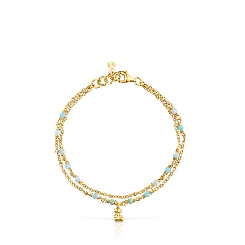 Pulsera de plata vermeil y amazonita Bold Bear-1