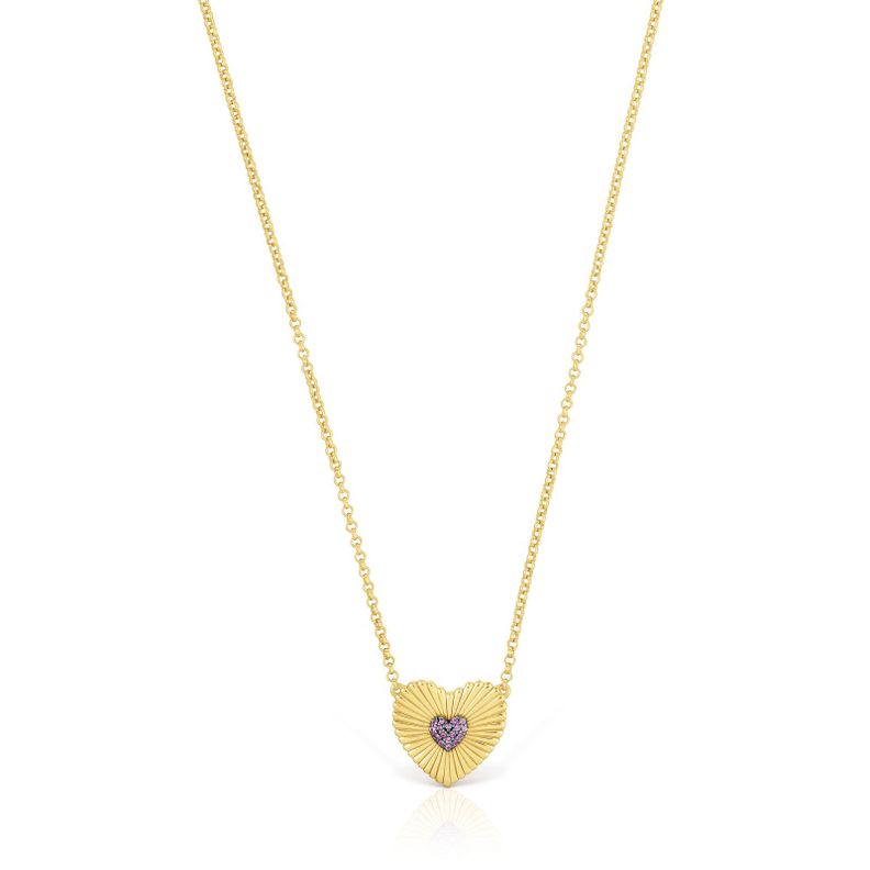 Collar de vermeil corazón con rodolitas Iris Motif Tous-0