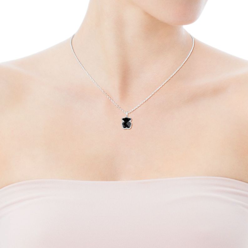 Mini Onix Collar Tous Plata Oso Collar Tous Plata Collar Tous Onix Negro  Collar De Plata, ónix Y