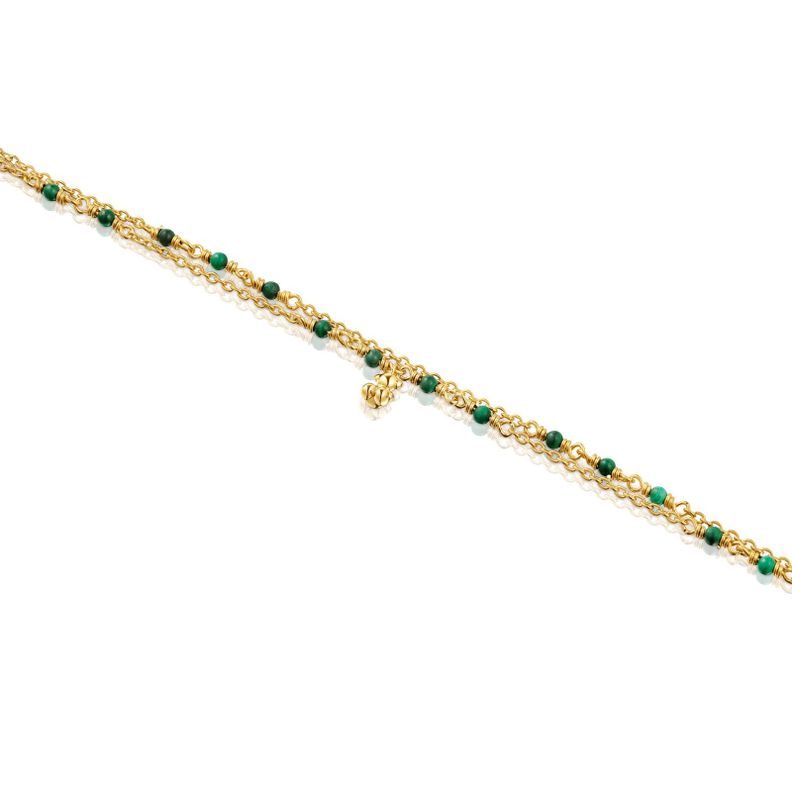 Pulsera de plata vermeil y malaquita Bold Bear-2