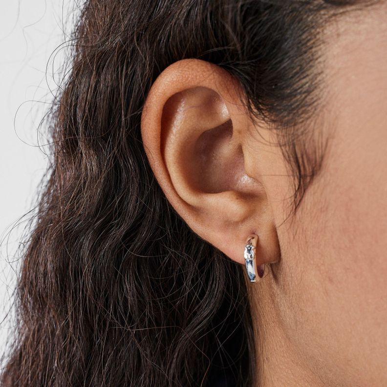 Aros oso de plata Basics-5