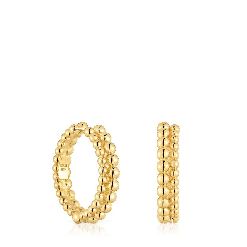 Pendientes de aro doble con baño de oro de 18 kt sobre plata-0